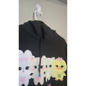 Blackpink K-Pop Character Graphic Hoodie Sweatshirt Womens XS Black Fleece NWT